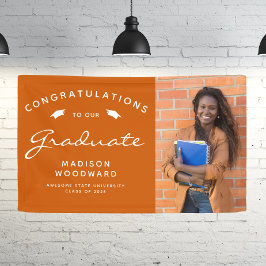 2025写真燃えたオレンジ色の白いスクリプト卒業 横断幕