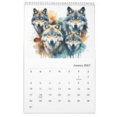 2025北アメリカの動物の水の色ウルフ カレンダー (1月 2027)