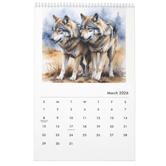 2025北アメリカの動物の水の色ウルフ カレンダー (3月 2026)