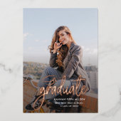 2025卒業パーティースクリプト卒業バラ金ゴールド 箔招待状 (正面)