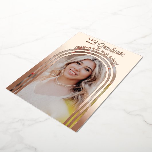 2025卒業パーティー写真アーチバラゴールドフォイルイン 箔招待状 (回転した状態)