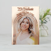 2025卒業パーティー写真アーチバラゴールドフォイルイン 箔招待状 (立ち正面)