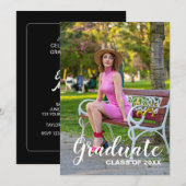 2025卒業パーティー写真 - おしゃれなスクリプト 招待状 (正面/裏面)