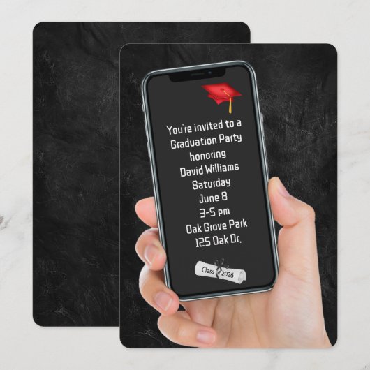 2025卒業パーティー文字メッセージ 招待状 (正面/裏面)