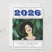 2025卒業パーティー オープンハウス フォト ブルー 招待状 (正面)