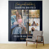 2025卒業式 フォトコラージュ ネイビーブルー フォトブース タペストリー (インサイチュ)