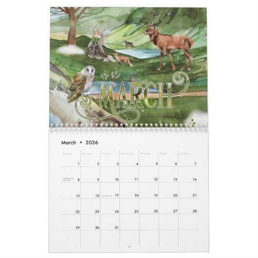 2025図解入りの、写真付きのファンタジー予定表の個人用設定 カレンダー (3月 2026)