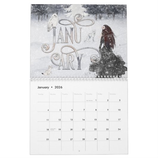 2025図解入りの、写真付きのファンタジー予定表の個人用設定 カレンダー (1月 2026)