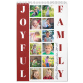 2025家族の写真コラージュモノグラムのブルゴーニュ カレンダー (カバー)