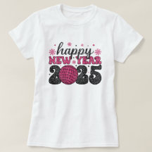 2025年あけましておめでとう | グリッター ディスコ パーティー Tシャツ