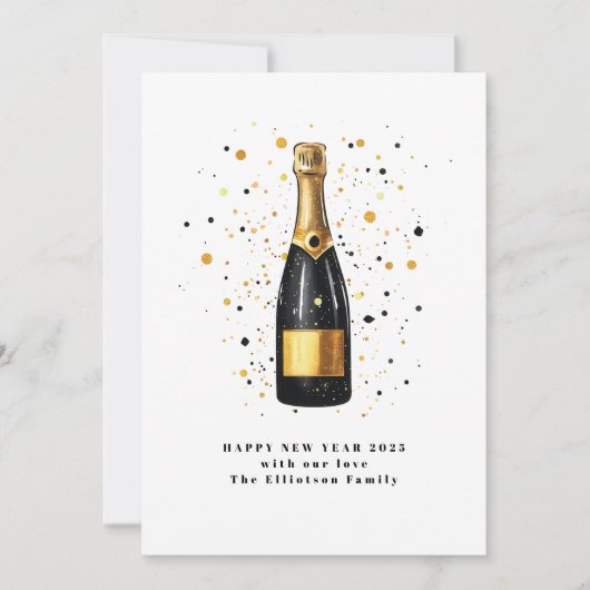 2025年あけましておめでとう ゴールド ブラック バブル シーズンカード (正面)