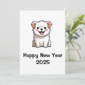 2025年あけましておめでとう 犬の笑顔のホリデーカード シーズンカード (スタンド正面)