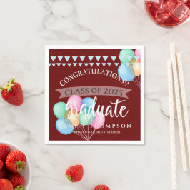 2025年お祝いバルーン卒業パーティー スタンダードカクテルナプキン
