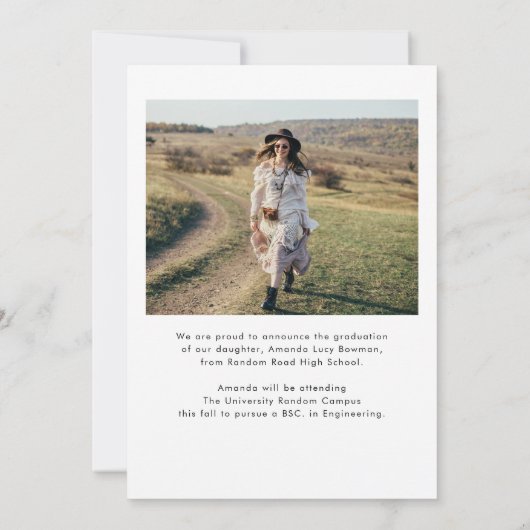 2025年かわいい写真卒業 案内状 (裏面)