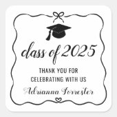 2025年かわいい弓研究帽子のクラス | サンキュー スクエアシール (正面)