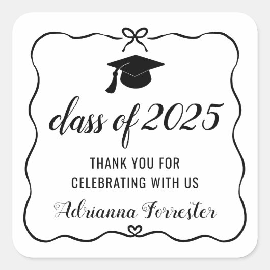 2025年かわいい弓研究帽子のクラス | サンキュー スクエアシール (正面)