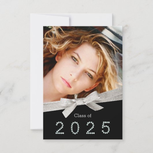 2025年かわいらし卒業のリボンダイヤモンドクラス 招待状 (正面)