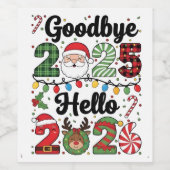 2025年さようなら 2026年こんにちは 新年の抱負 ワインラベル (シングルラベル)
