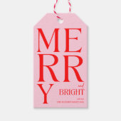 2025年と明モダンるい赤メリーピンクのクリスマス ギフトタグ (正面)