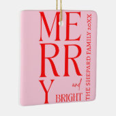 2025年と明モダンるい赤メリーピンクのクリスマス セラミックオーナメント (右)