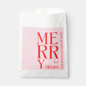 2025年と明モダンるい赤メリーピンクのクリスマス フェイバーバッグ (正面)