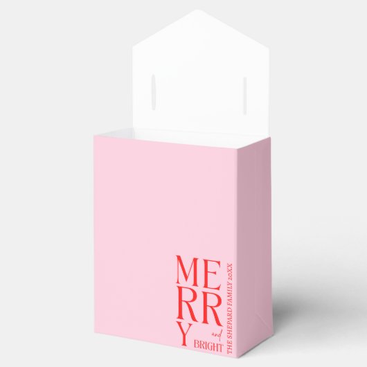 2025年と明モダンるい赤メリーピンクのクリスマス フェイバーボックス (オープン)