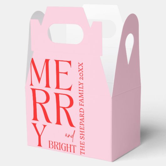 2025年と明モダンるい赤メリーピンクのクリスマス フェイバーボックス (オープン)