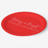 2025年と明モダンるい赤メリーピンクのクリスマス ペーパープレート (アングル)