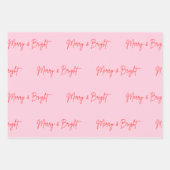 2025年と明モダンるい赤メリーピンクのクリスマス ラッピングペーパーシート (正面2)