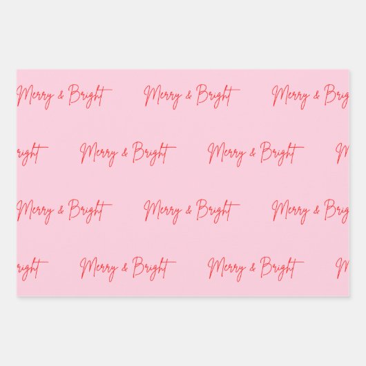2025年と明モダンるい赤メリーピンクのクリスマス ラッピングペーパーシート (正面2)