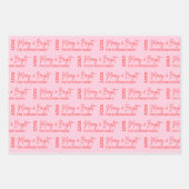 2025年と明モダンるい赤メリーピンクのクリスマス ラッピングペーパーシート (正面)