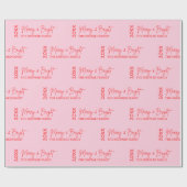 2025年と明モダンるい赤メリーピンクのクリスマス ラッピングペーパー (フラット)