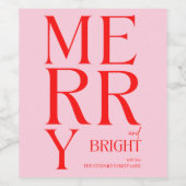 2025年と明モダンるい赤メリーピンクのクリスマス ワインラベル (シングルラベル)