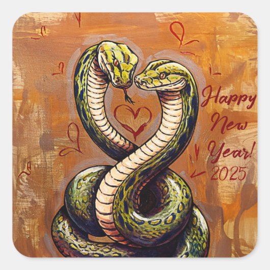 2025年のお正月の恋の願い スクエアシール (正面)