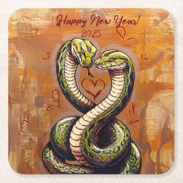 2025年のお正月の恋の願い スクエアペーパーコースター