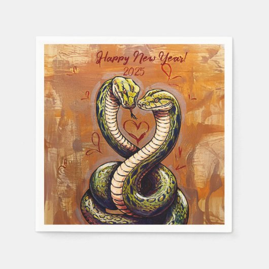 2025年のお正月の恋の願い スタンダードカクテルナプキン (正面)