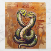 2025年のお正月の恋の願い ワインラベル (シングルラベル)