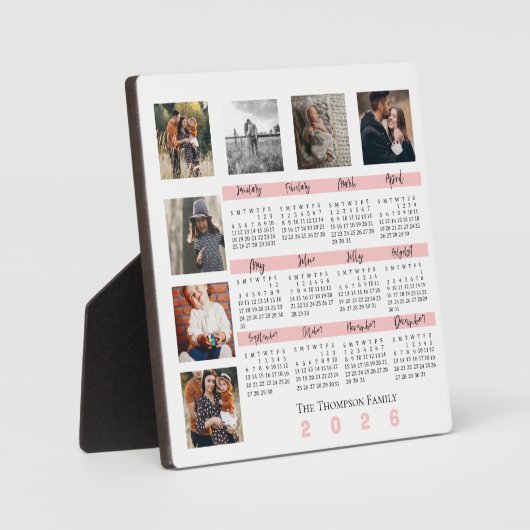 2025年のお正月カレンダー家族数々の写真コラージュ フォトプラーク (正面)