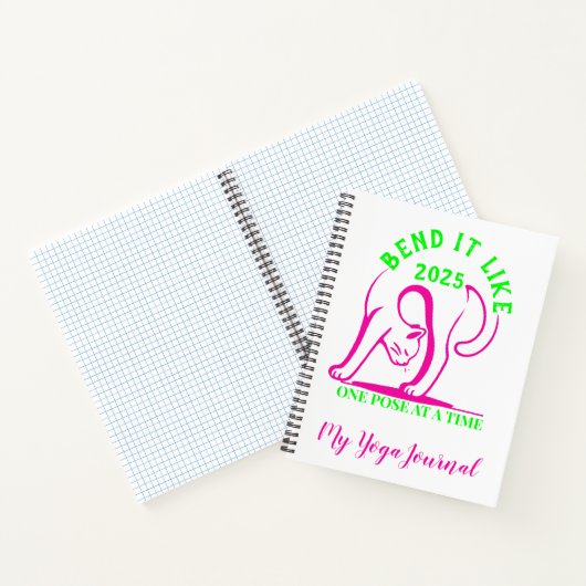 2025年のように曲げる：ヨガキャットおもしろい ノートブック (内部)