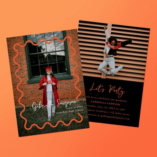 2025年のオレンジと黒のクラスのパーティー 招待状