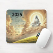 2025年のカレンダーを見守る神 マウスパッド (マウス)