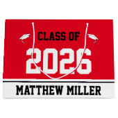 2025年のクラスとテンプレート上の名前赤と白 ラージペーパーバッグ (正面)