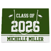 2025年のクラスと森林の名前の緑と白 ラージペーパーバッグ (正面)