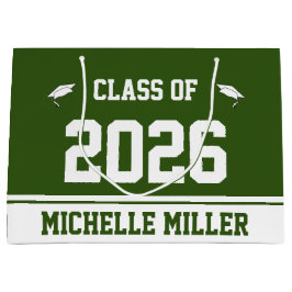 2025年のクラスと森林の名前の緑と白 ラージペーパーバッグ