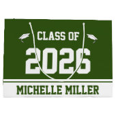 2025年のクラスと森林の名前の緑と白 ラージペーパーバッグ (裏面)