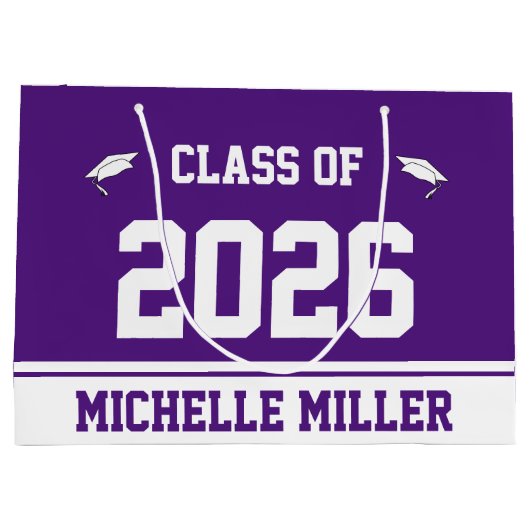 2025年のクラスと紫と白王室のの名前 ラージペーパーバッグ (裏面)