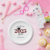 2025年のクラスシンプルマルーンとブラック ペーパープレート (パーティー)