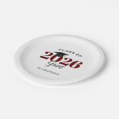 2025年のクラスシンプルマルーンとブラック ペーパープレート (アングル)