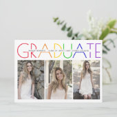 2025年のクラス卒業レインボーフォトコラージュ 招待状 (スタンド正面)