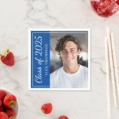 2025年のクラス王室のブルー卒業会写真 スタンダードカクテルナプキン (インサイチュ)